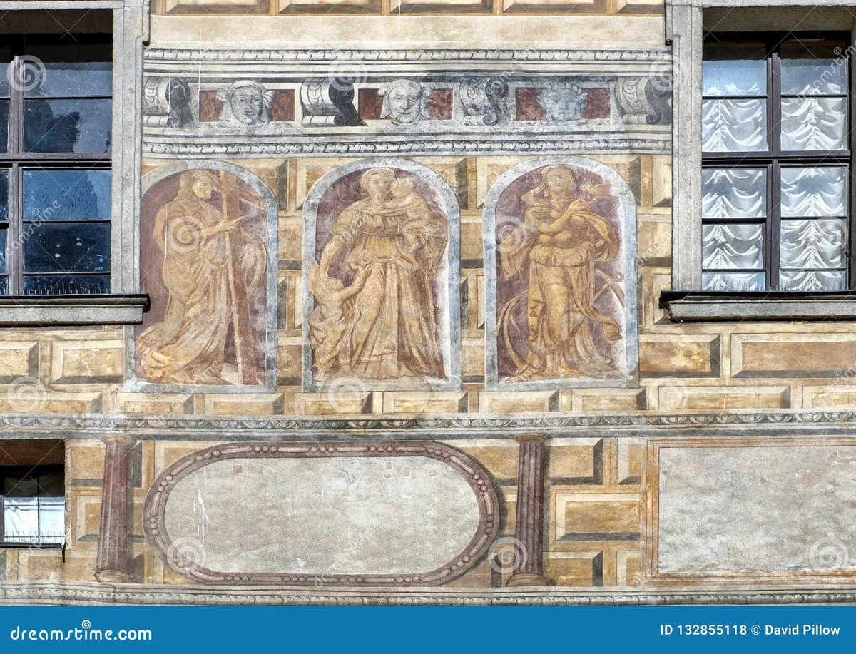 hidden renaissance fresco details czech castles