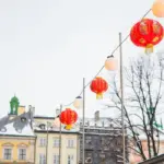 Prague autumn art festival street lights