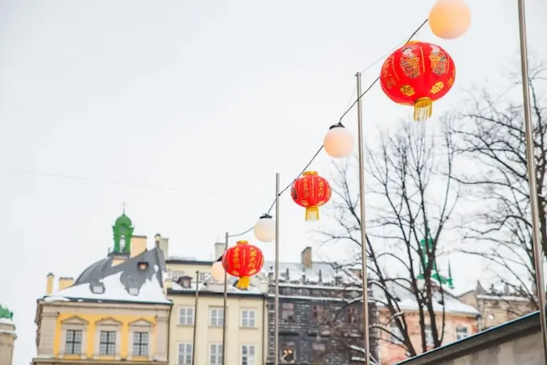Prague autumn art festival street lights