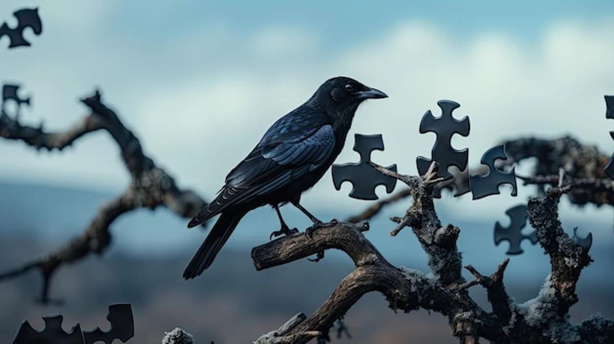 raven solving puzzle natural environment