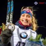 Czech biathlon victory celebration