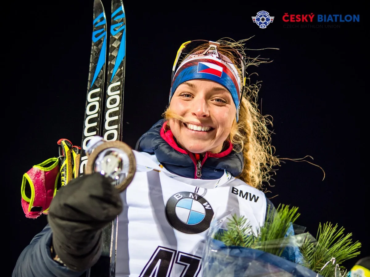 Czech biathlon victory celebration