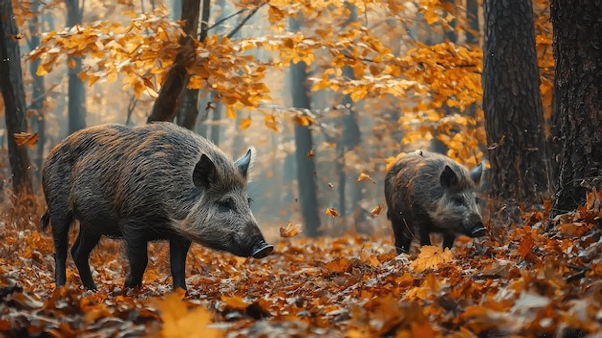 autumn czech forest with wild animals
