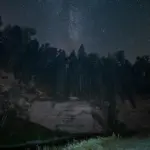 European starry night autumn, Milky Way, dark sky landscape