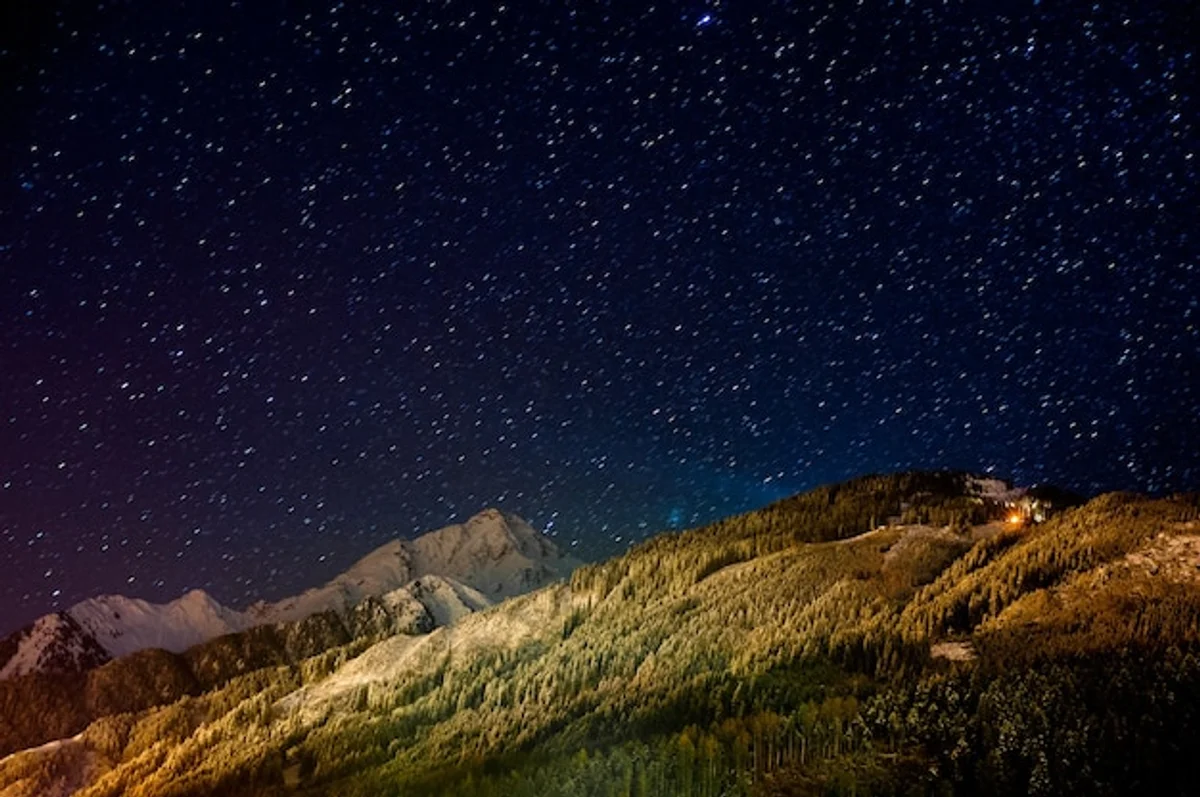 night sky Alps Austria Switzerland mountain stars panorama