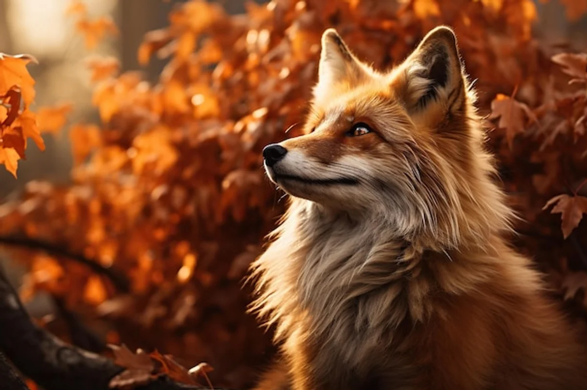 red fox changing fur autumn