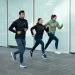 winter running safety reflective gear icy urban park Czech Republic