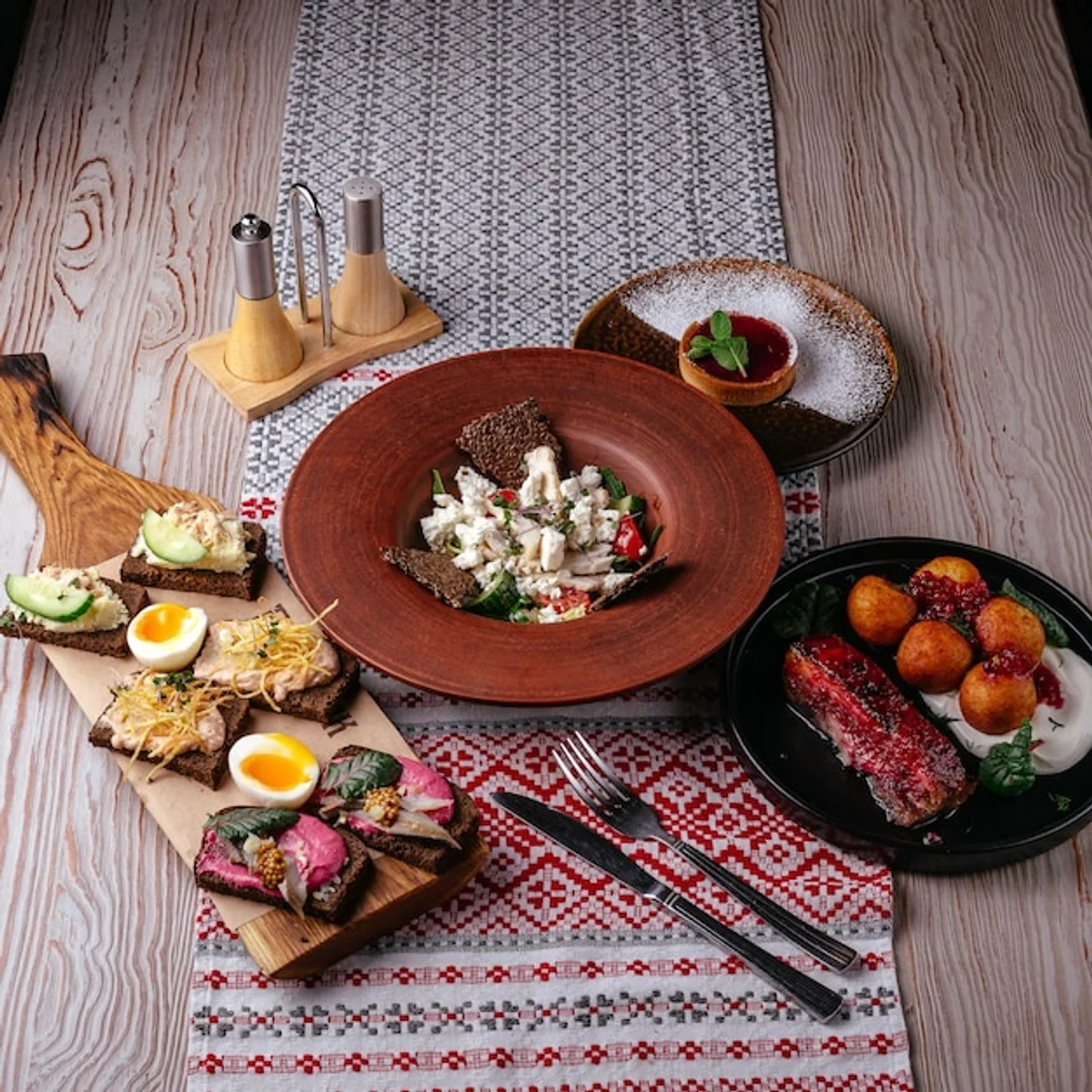 autumn traditional carpathian food table
