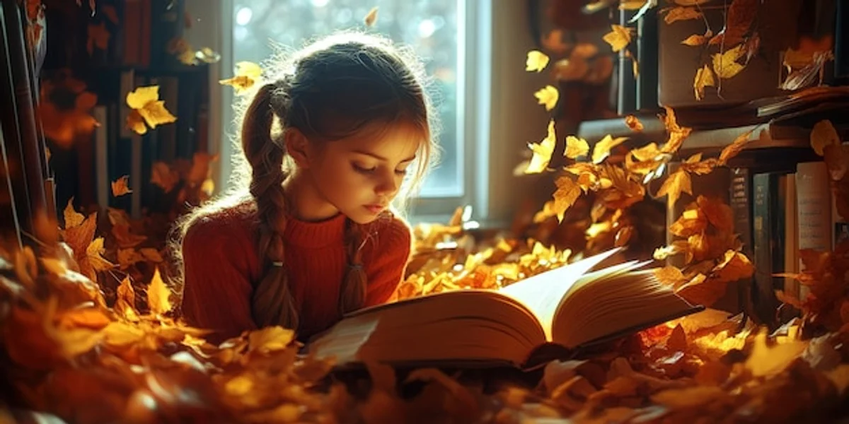 child learning language at home autumn cozy