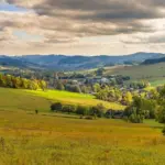 colorful autumn Czech mountains panorama