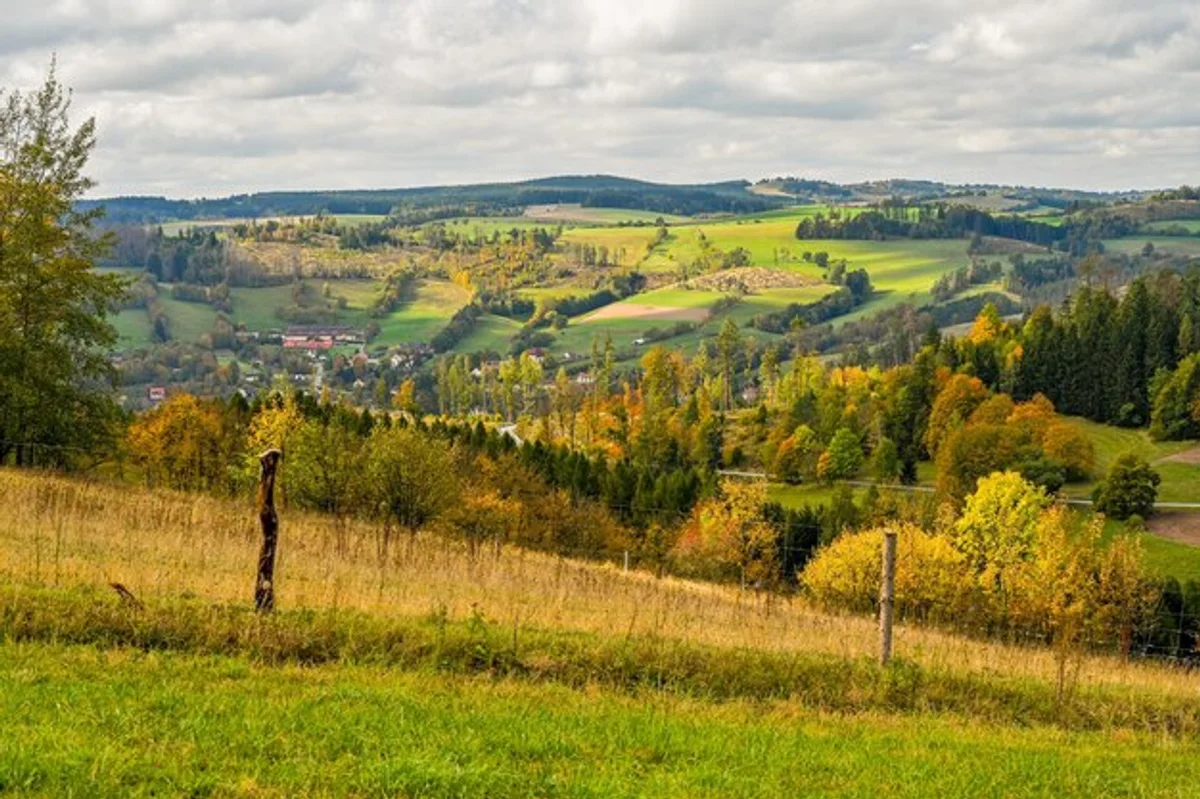 Czech autumn mountains sunrise colorful leaves