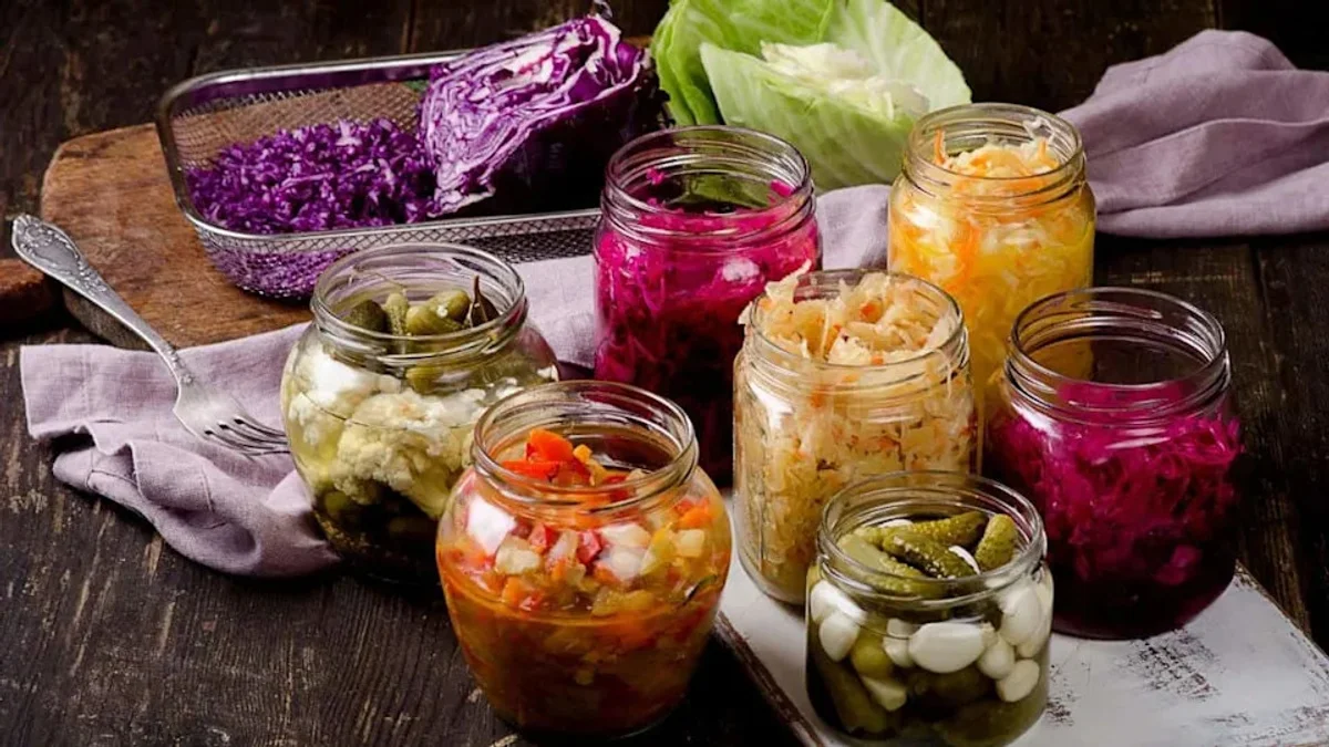 probiotics jar traditional fermented vegetables Czech kitchen