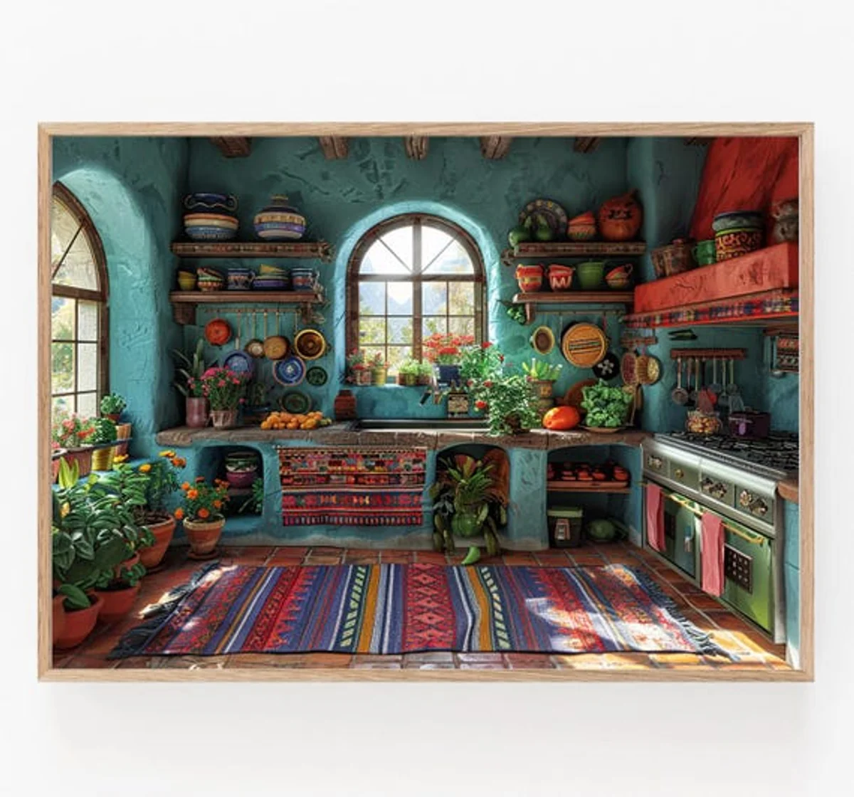 czech grandmother talking retro kitchen