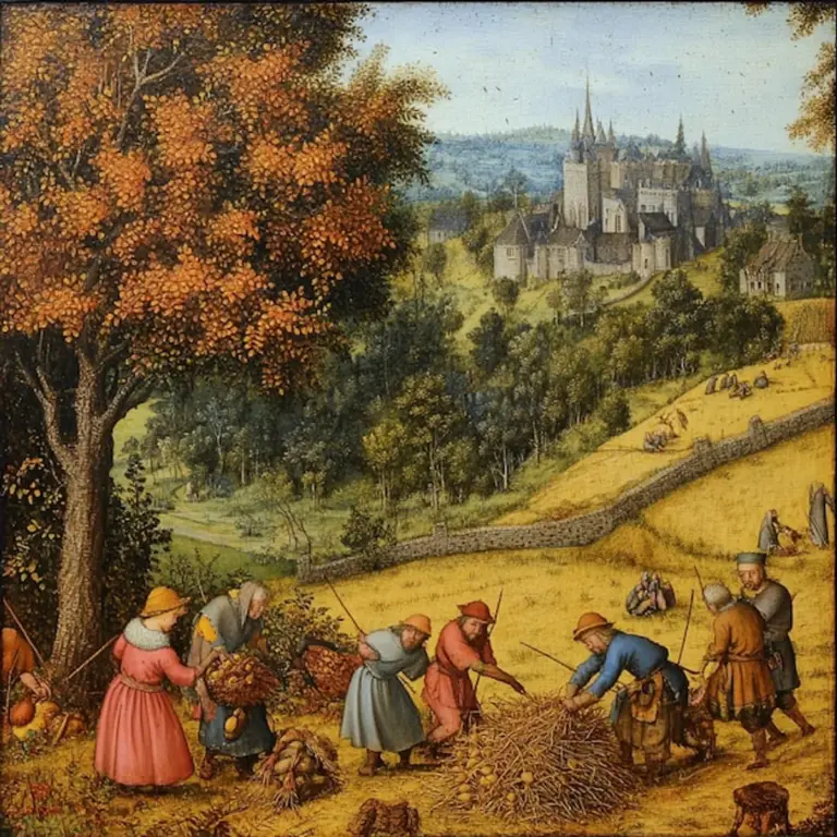 medieval autumn festival Europe painting