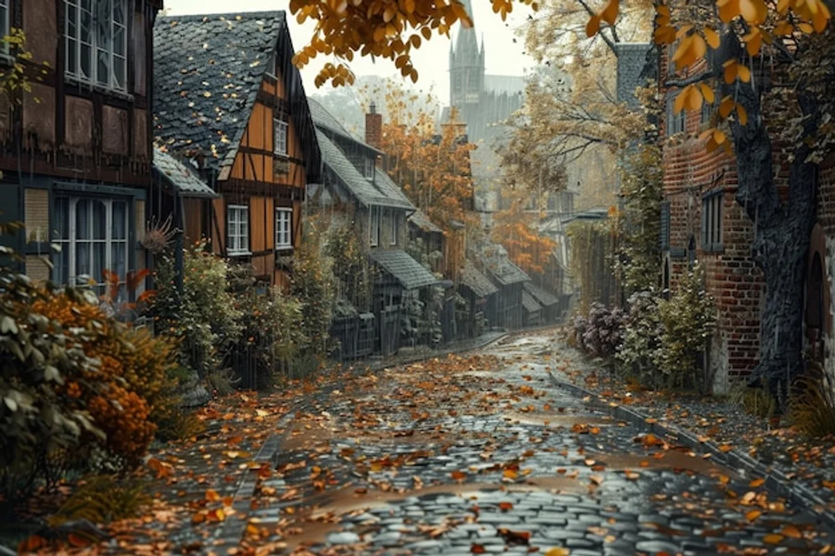 medieval autumn festival Europe painting