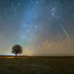 Orionids meteor shower above Czech countryside