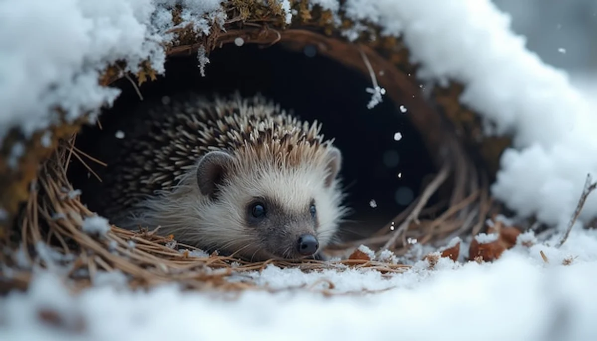 european animals hibernating winter forest macro