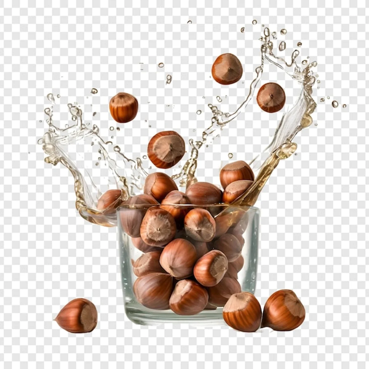 fresh chestnuts in water glass bowl preparing