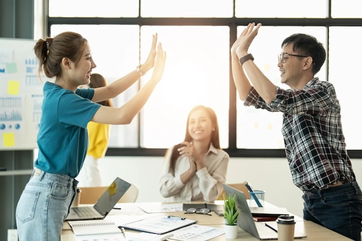 multilingual young professionals in modern office