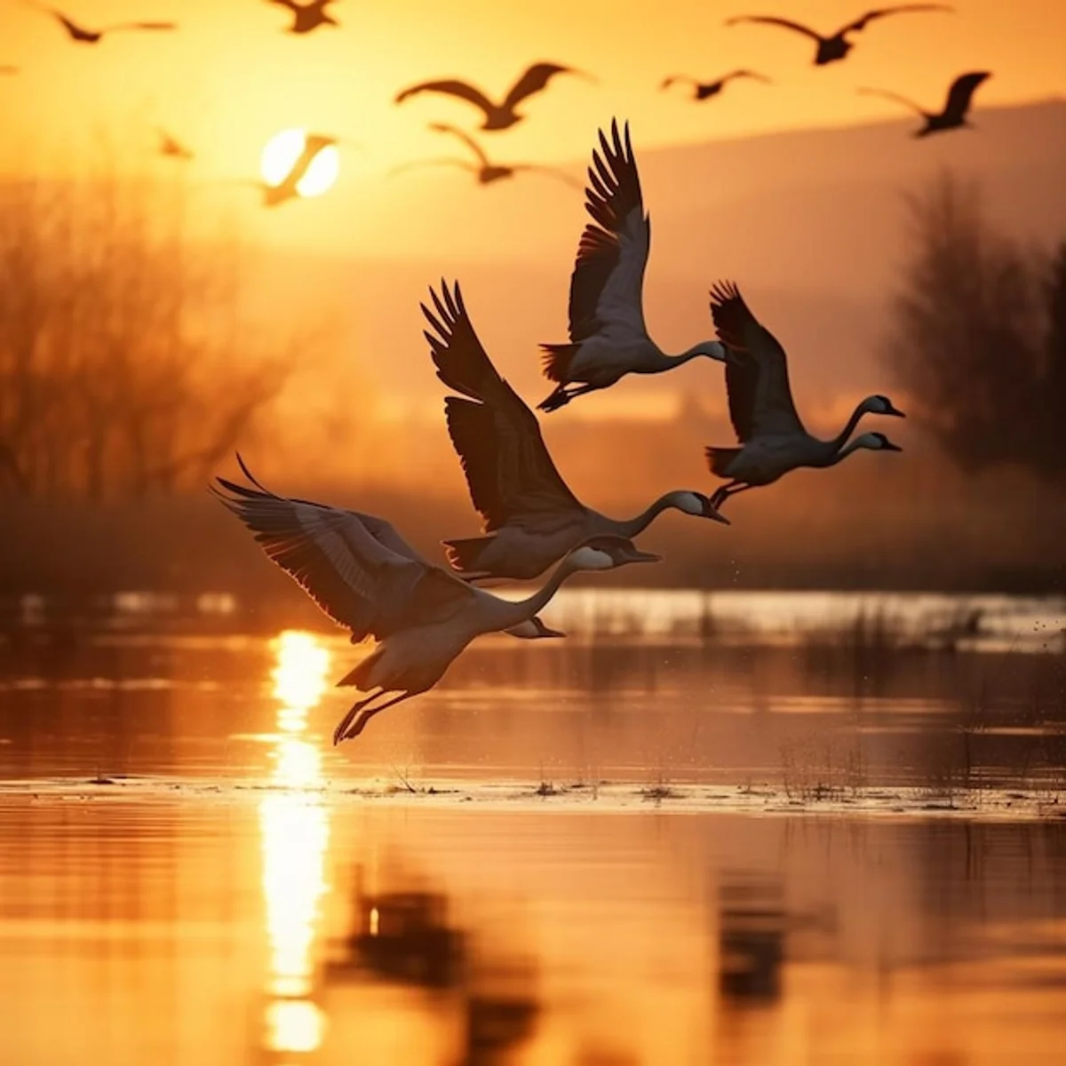 European bird migration flock autumn