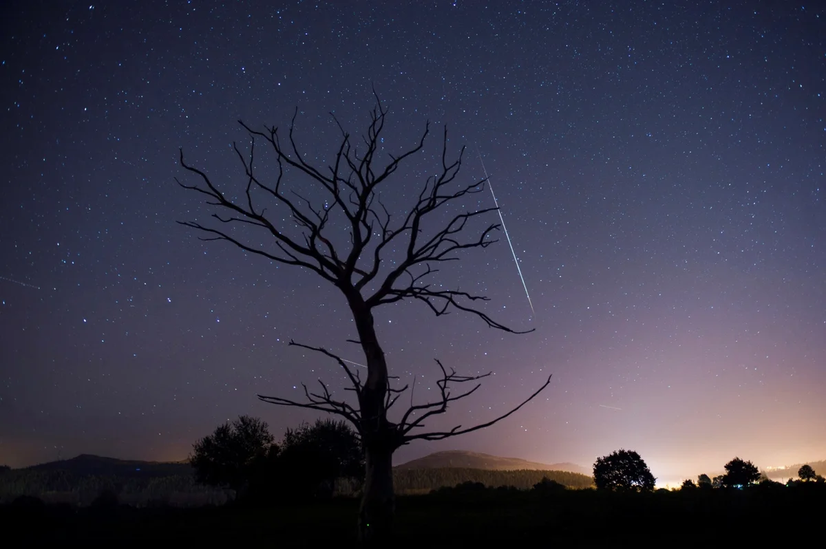 Leonid meteor shower night Czech countryside
