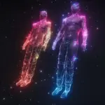 human body glowing night science concept