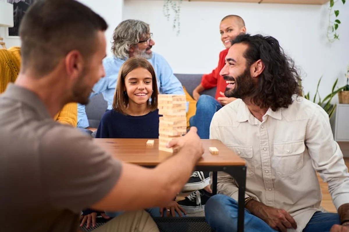 quiet family conversation at home