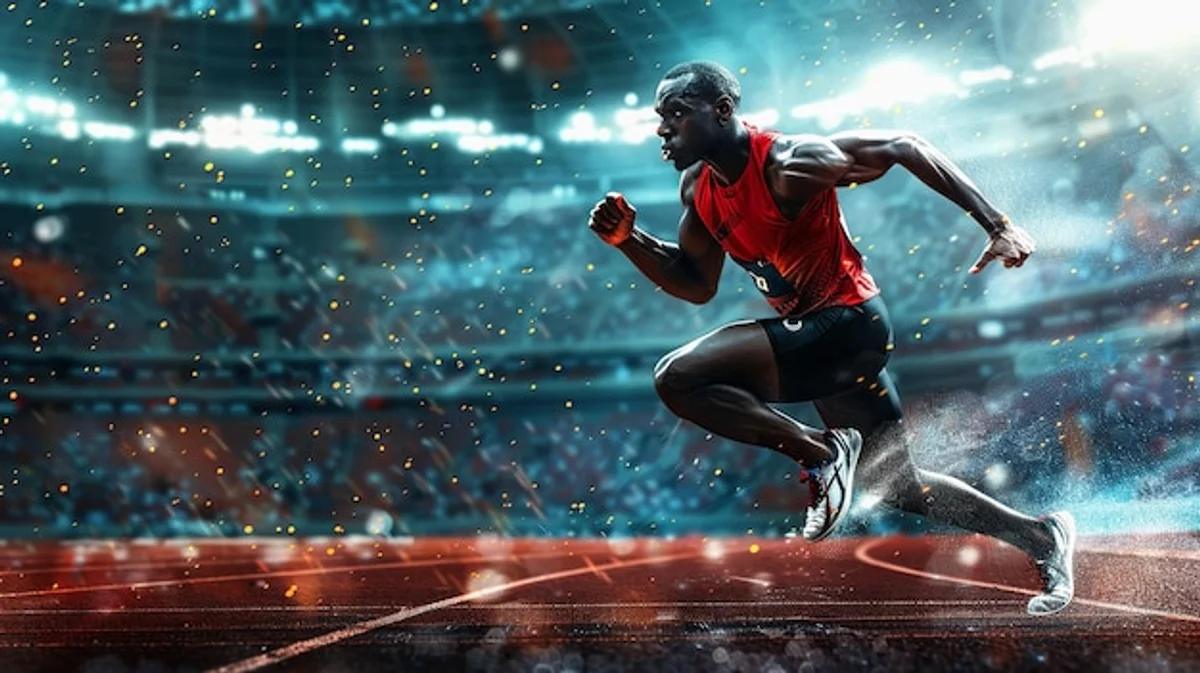 athlete breaking world record crowd