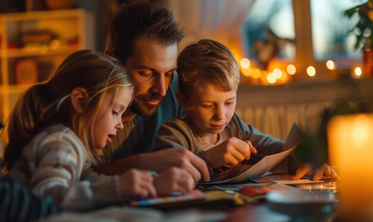 family celebrating language day at home