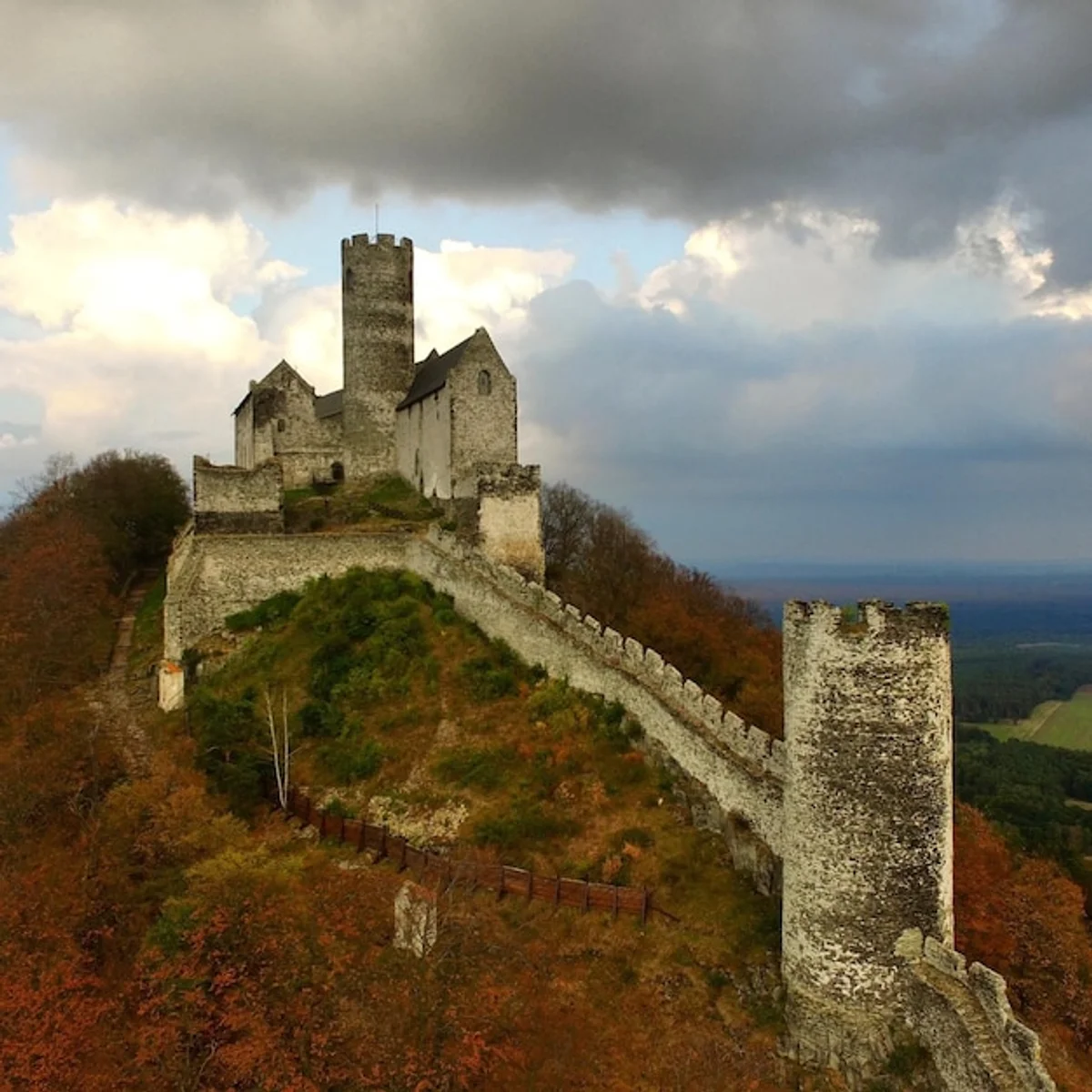 drone view of czech archaeological site