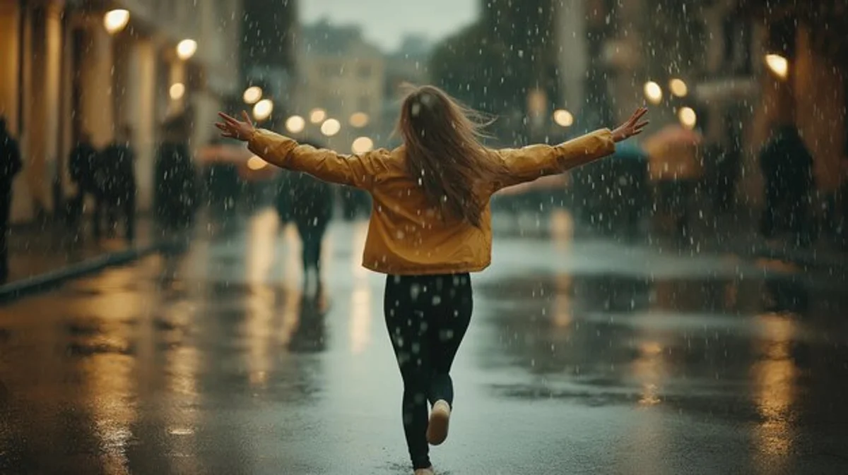 marathon runners light rain autumn city