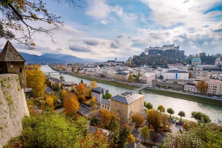 Autumn European cityscape travel