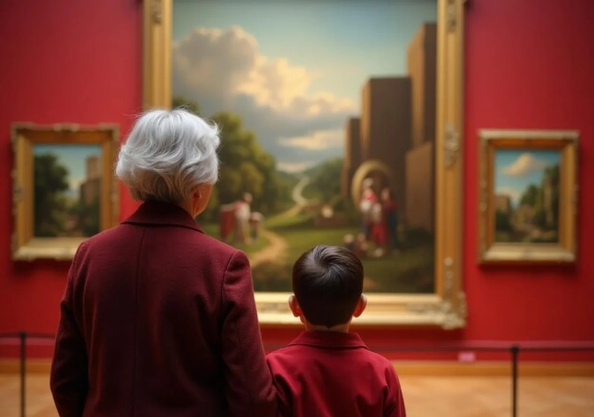 emotional reaction to art in a gallery