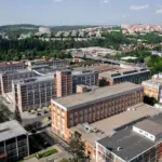 solar panels on houses in Czech Republic sunny day