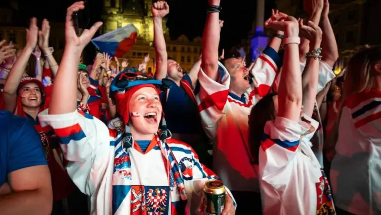 Czech national hockey team historic celebration