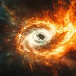 black hole colorful accretion disk event horizon glowing