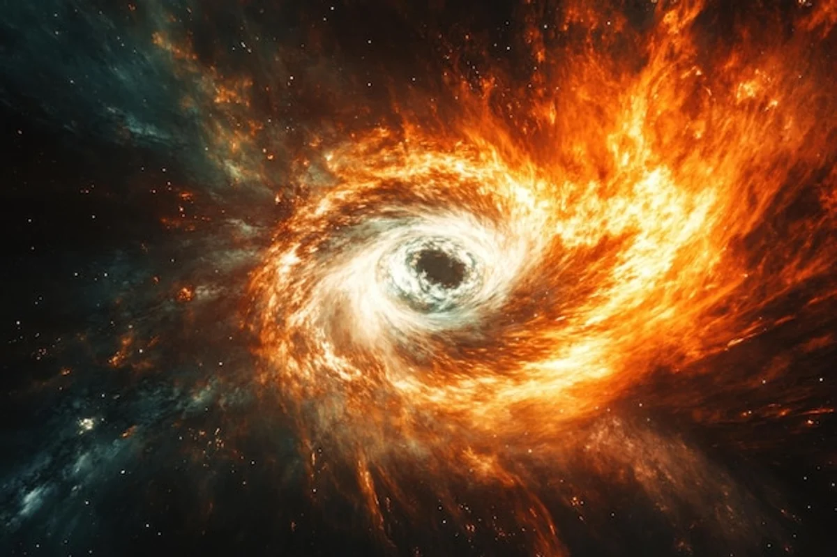 black hole colorful accretion disk event horizon glowing