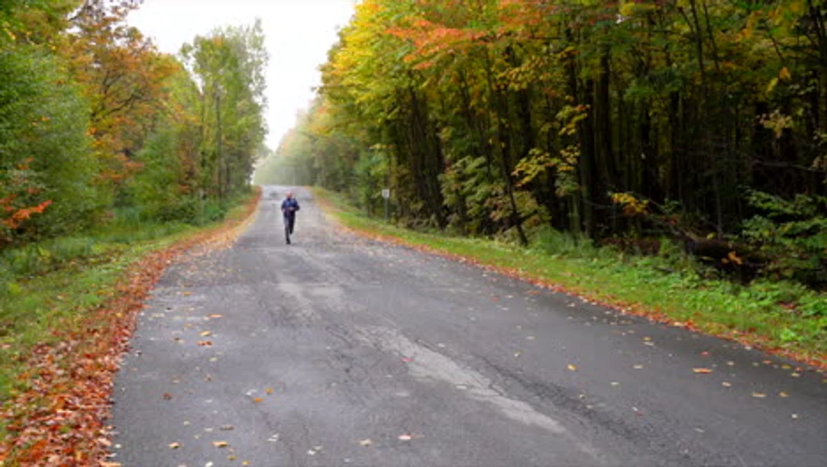 Czech autumn marathon runner training outdoor