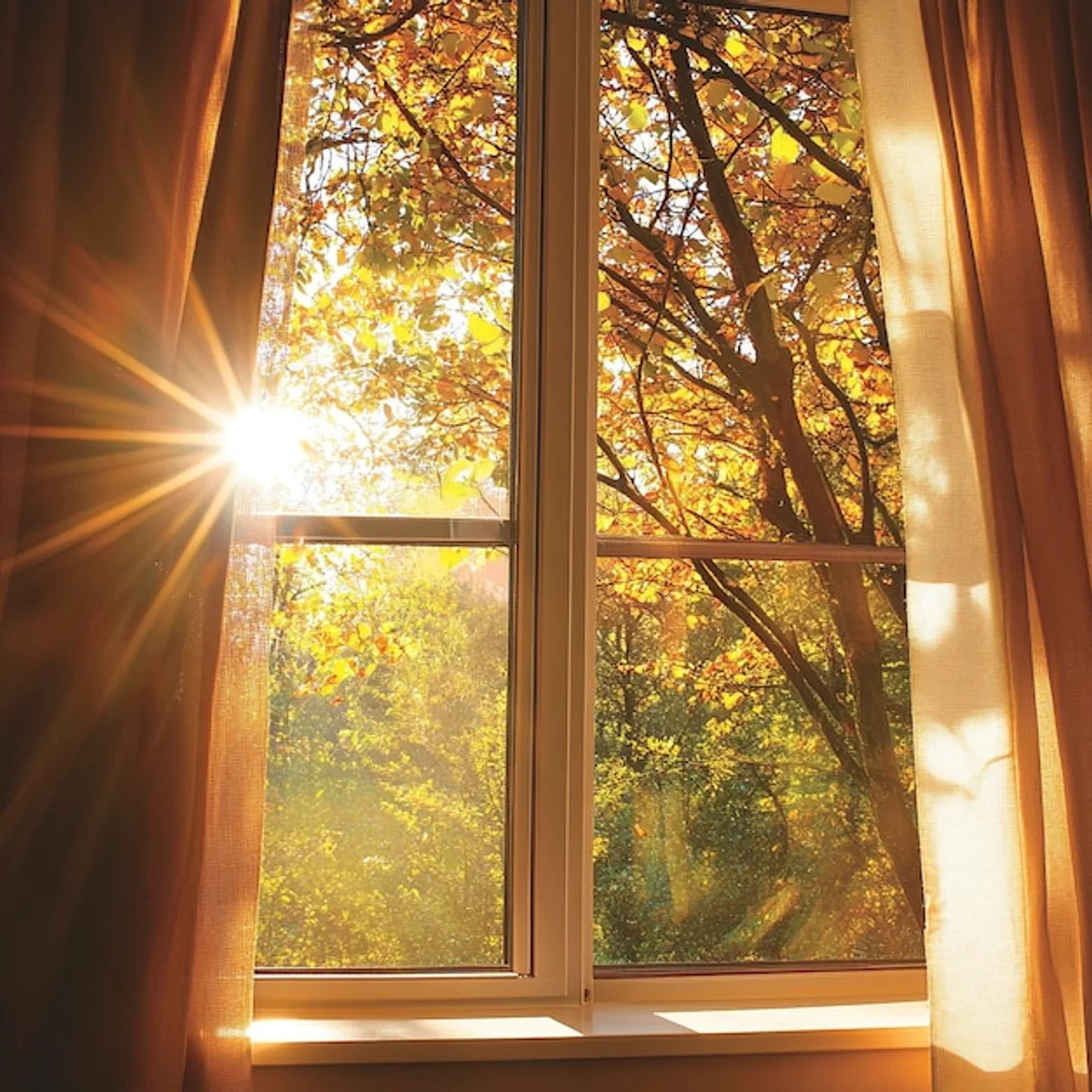 autumn sunlight through window mood