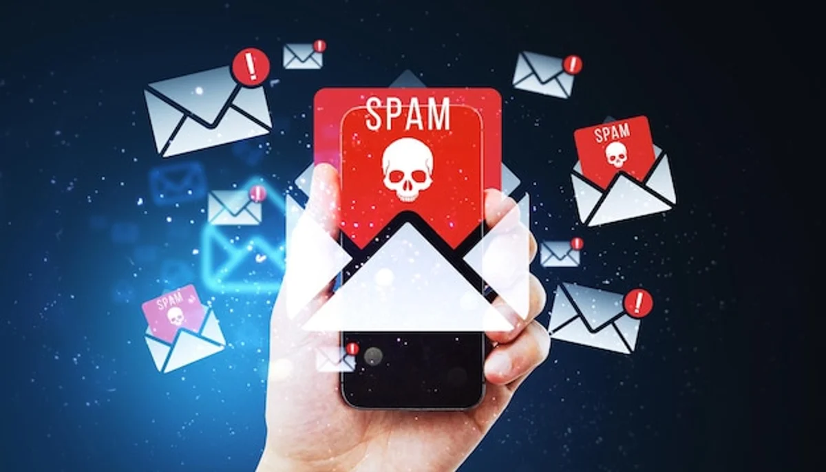 phishing email smartphone warning dark background