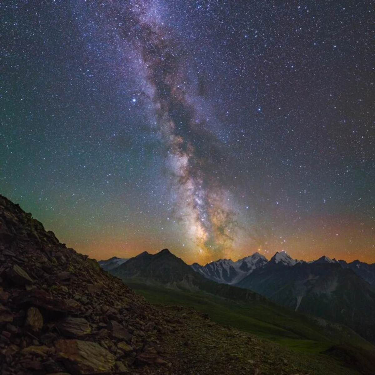 milky way over european night landscape