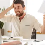 stressed office worker modern workplace