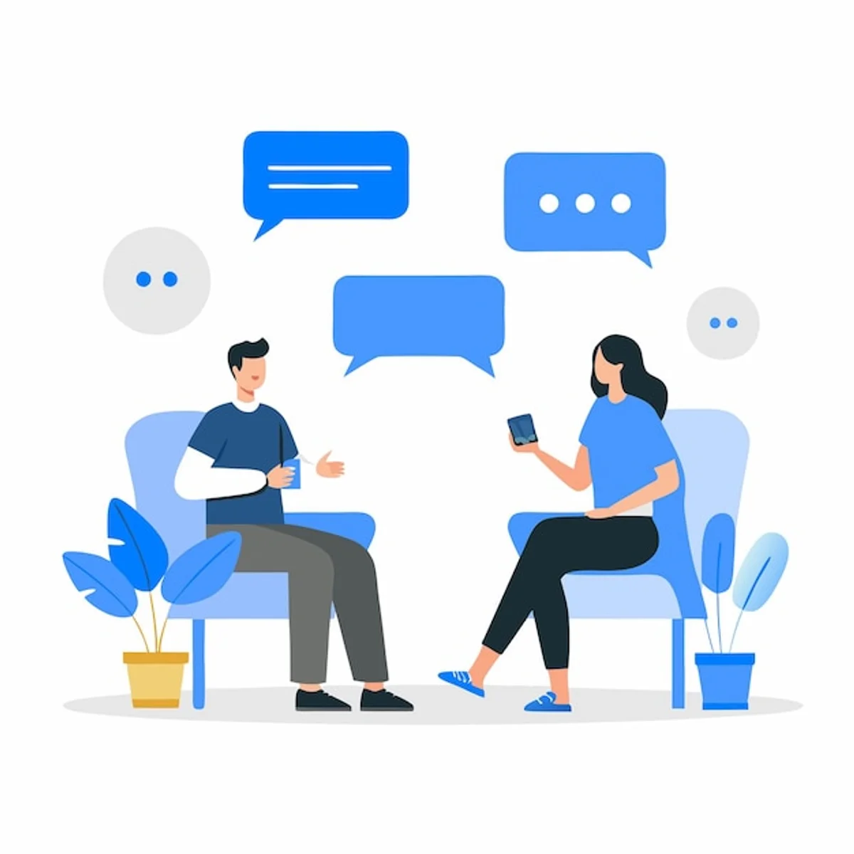 psychologist observing body language of couple during conversation