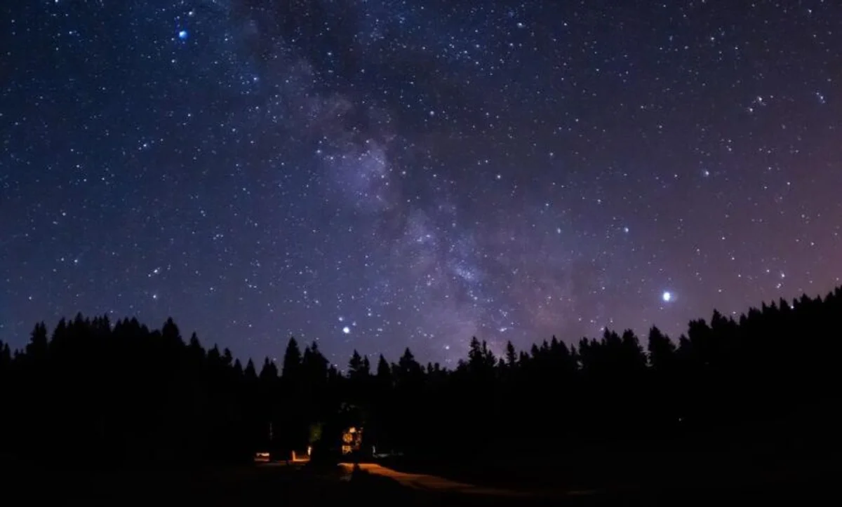 stargazing autumn camping Czech mountains Milky Way