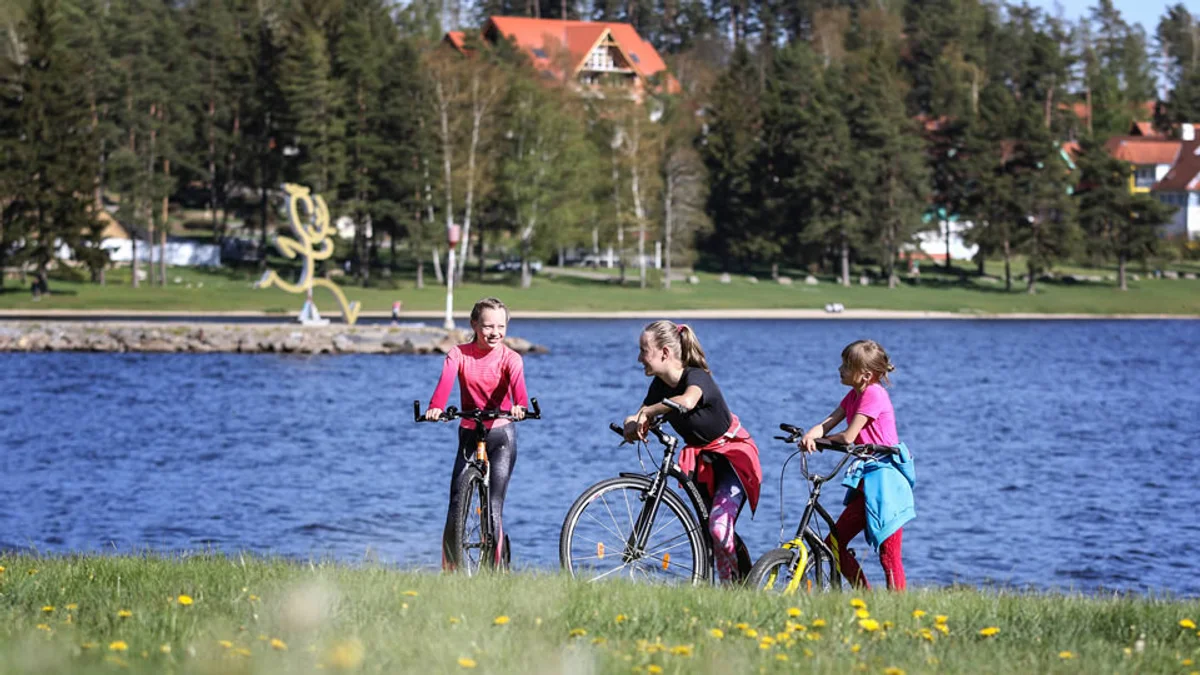 cycling autumn Lake Lipno Czech