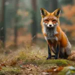 curious red fox autumn forest europe