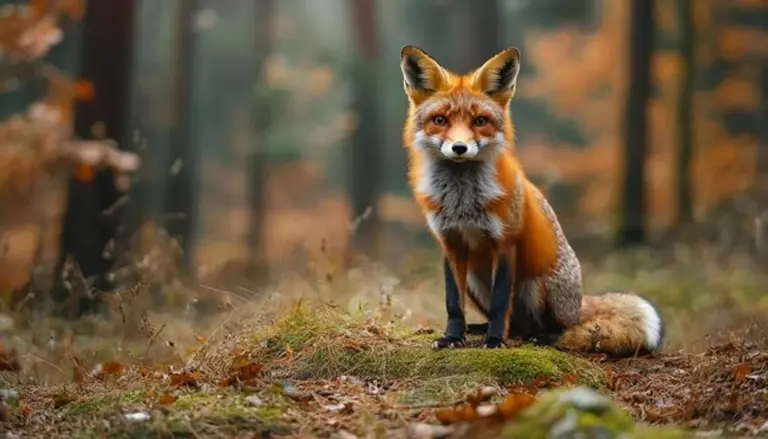 curious red fox autumn forest europe