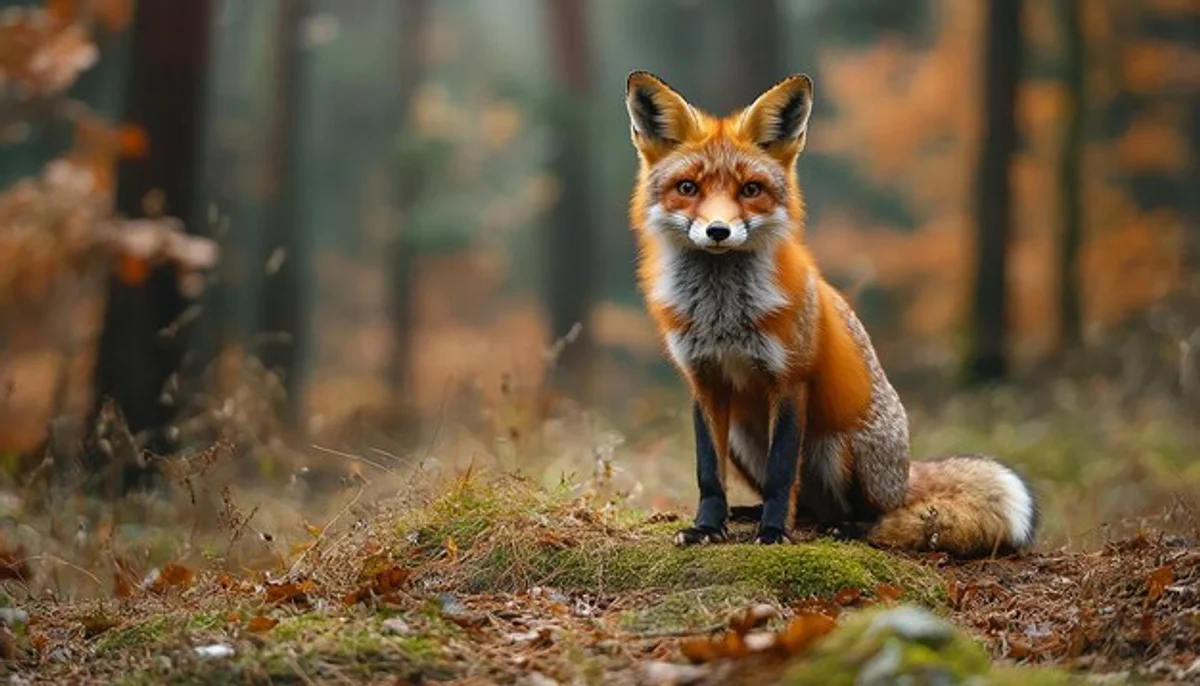 curious red fox autumn forest europe