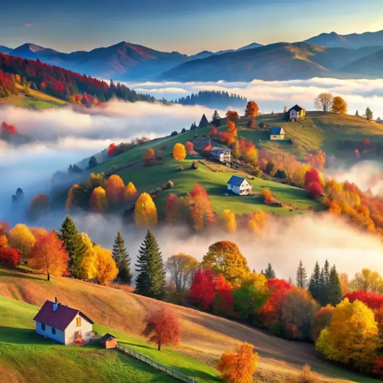 colorful autumn landscapes Europe scenic mist