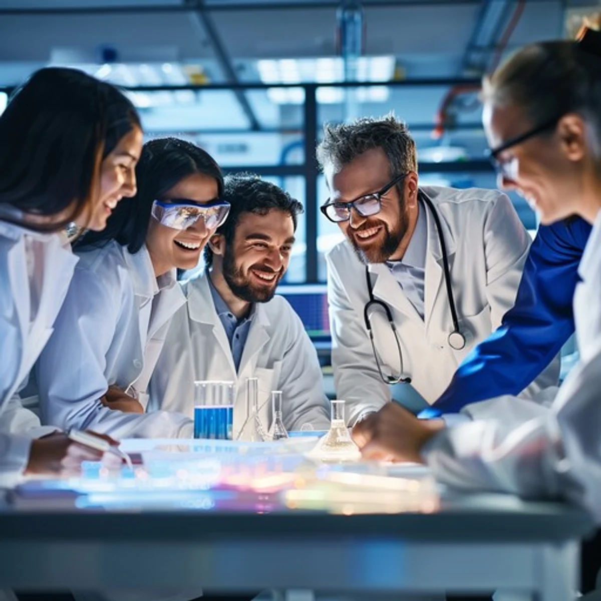 Czech scientists modern laboratory teamwork autumn